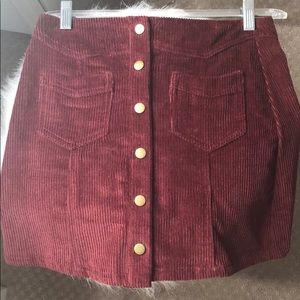Red corduroy button up skirt- She + Sky Brand
